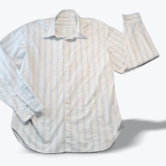 St. Tropez Kiwi Other - St Tropez Kiwi Mens XXXL Blue White Dobby Striped Long Sleeve Button Down Shirt